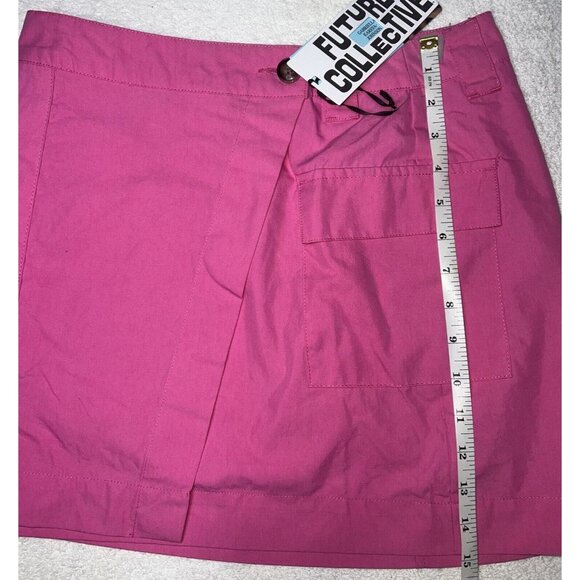 New Future Collective Womens Pink Wrap Mini Skirt Size 2 Pockets NWT MSRP $28.00 - Picture 2 of 3